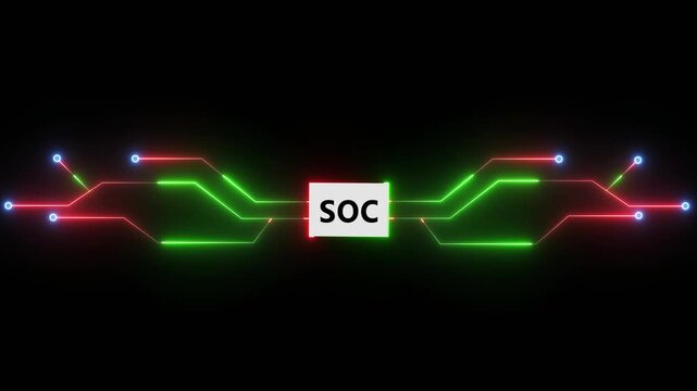 Integrated chip technology system with glowing circuit lines illustrating SOC processing and digital hardware connection on dark background transparent background 4k visuals