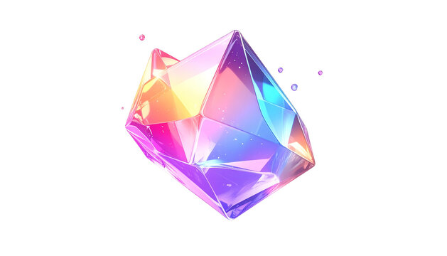 Luminous spectrum crystal art geometric facets reflect gradient colors isolated object