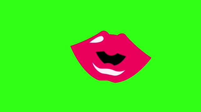Blow and pop the bubble gum on a lip animation 