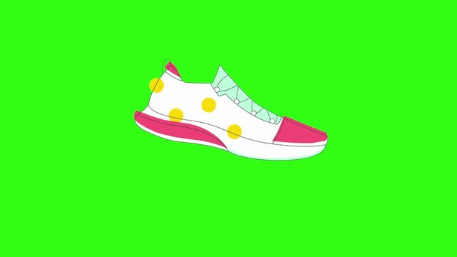 Cute sneaker with dots pattern animation 