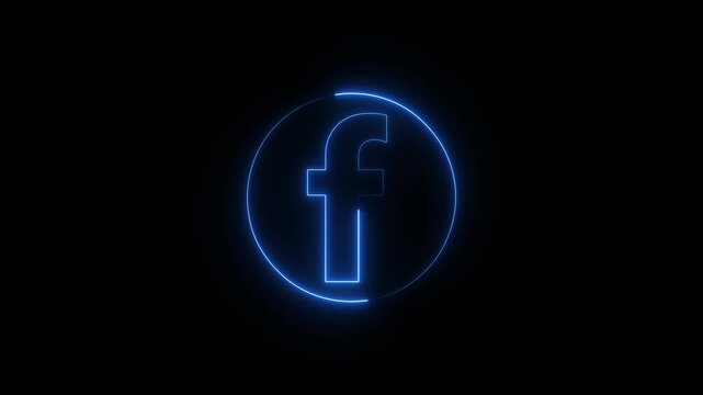 Neon glowing lowercase letter f inside blue circular light frame in minimal typography style representing alphabet character on dark background 4k animation video