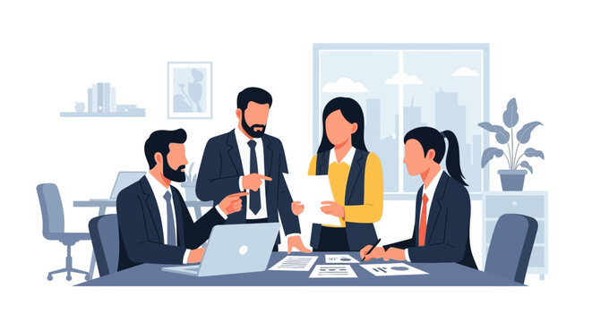 Business people in meeting discussion.