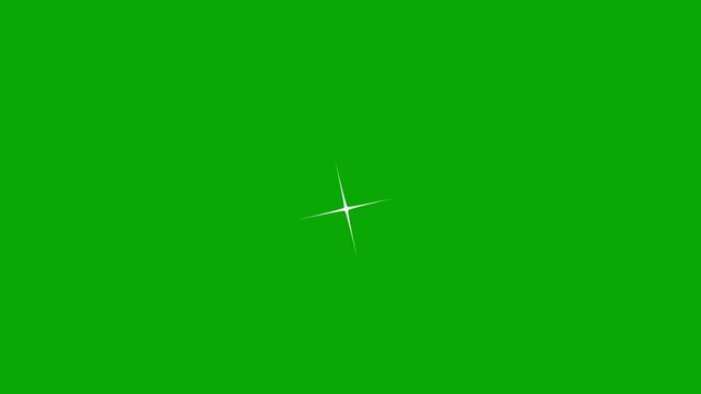 Glowing white sparkle stars animation, twinkling cartoon stars, shiny glitter burst particles, blinking light effect, flat vector star shine motion, green screen background animation