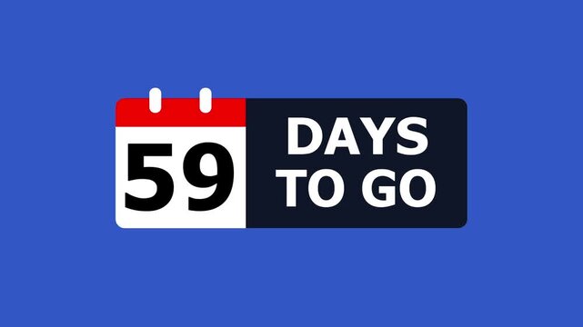 A countdown timer video showing 59 days to go on a blue background