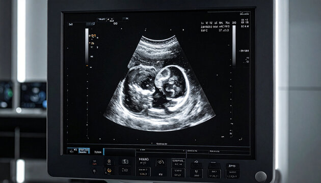 A Glimpse of Life: A detailed sonogram image showcasing a developing fetus inside the womb, a poignant reminder of the miracle of life.