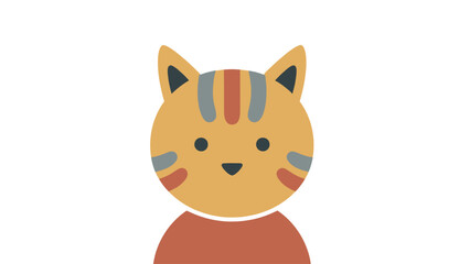 Fototapeta premium Stylized cartoon cat face with muted colors and subtle stripes