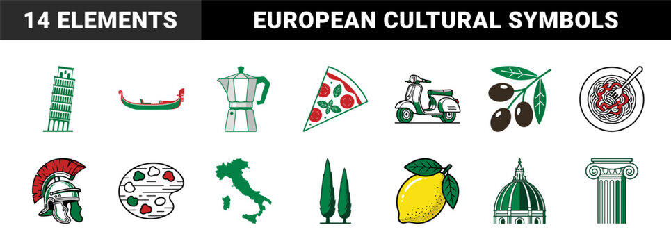 Italy Travel and Culture Graphic Elements