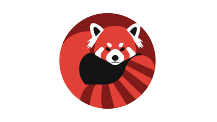 Stylized red panda illustration curled up, showing face and striped tail © Engg
