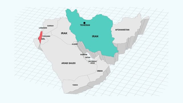 map of the conflict between Iran and Israel, the US