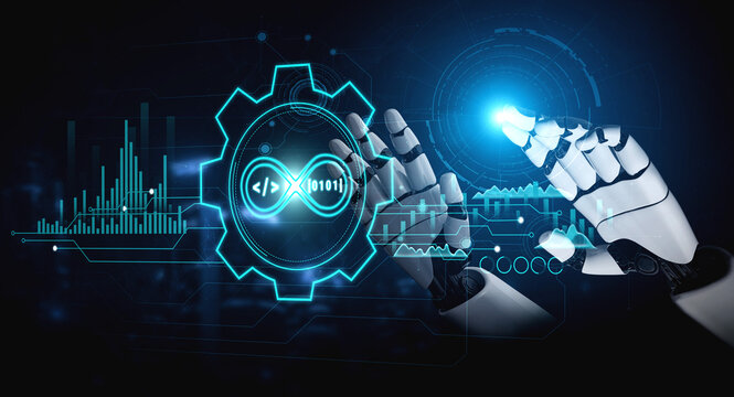 AI in DevOps methodology for software development and IT operations. AI automation of the CI CD pipeline enhances workflow and efficiency. Motif
