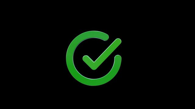 Neon Green Check Mark Success Icon Animation |Transparent Background. Perfect for user interface (UI), mobile apps, web design, business presentations and digital content.