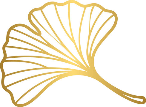 Golden minimalist ginkgo biloba leaf silhouette