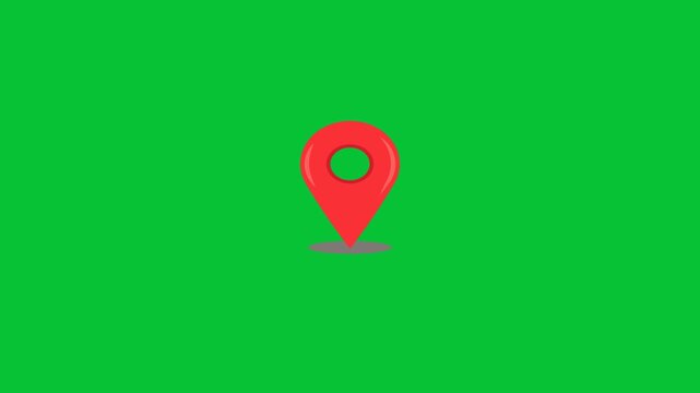 Animation a red map pin animates upward marking a green ground location beautifully.