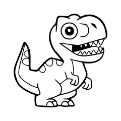 Fototapeta premium cute t-rex dinosaur character cartoon outline illustration