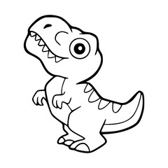 Naklejka premium cute t-rex dinosaur character cartoon outline illustration