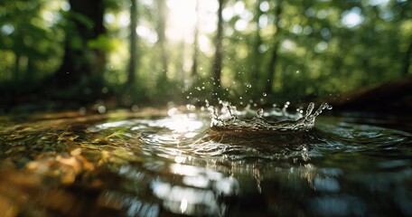Fototapeta premium Forest Splash: A Water Drop Moment