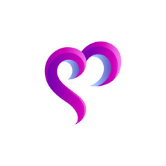 Fototapeta premium love heart symbol logo with modern 3d design concept