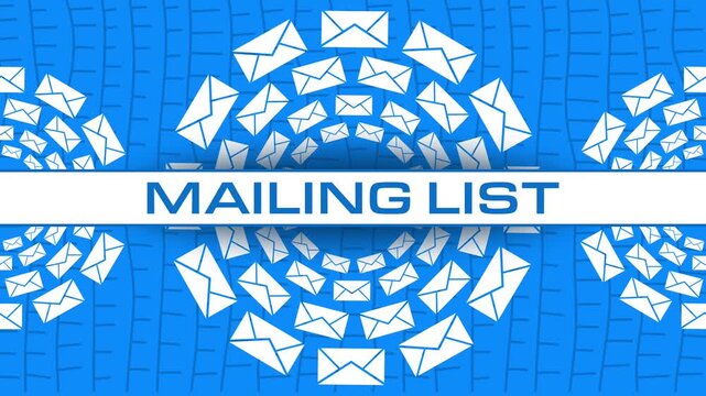 Mailing List Envelope Circular Blue Rotating Multiple Concentric 