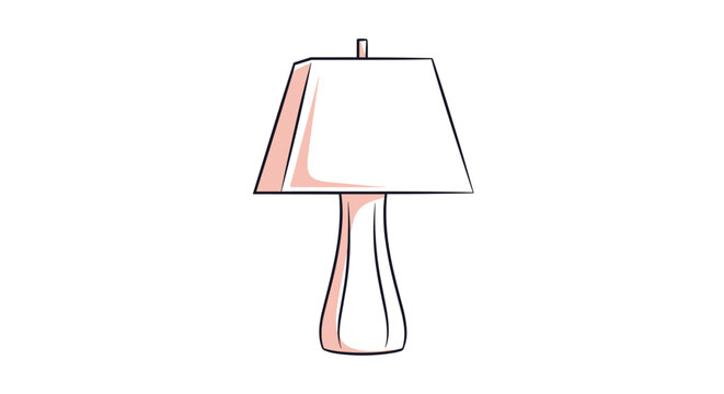 Classic white table lamp with a trapezoid shade and a curved base stands elegantly as a source of light for modern home interiors.