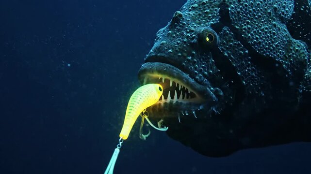 Anglerfish with Glowing Lure in Deep Ocean Environment