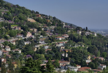 Fototapeta premium Brescia landscape from historic castle, east view,Lombardy, Italy