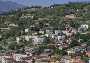 Fototapeta premium Brescia landscape from historic castle, nord view,Lombardy, Italy