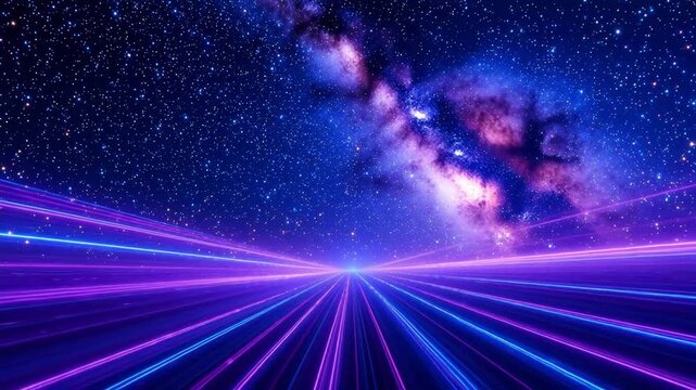 Starry night with glowing light beams representing Generative AI and Creative Energy