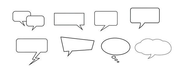 Fototapeta premium Speech Bubble Outline Set with Chat Dialog Boxes Isolated on White Background