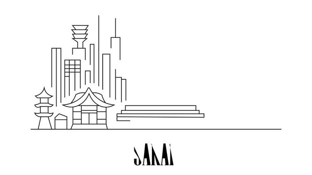 Animation Of Sakai City Line Draw Simple Minimalist