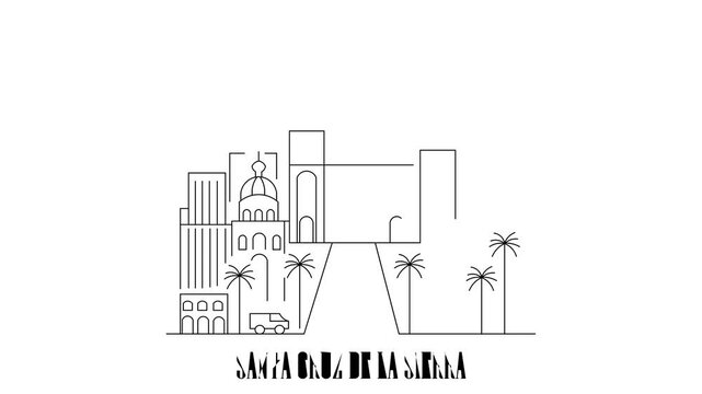 Animation Of Santa Cruz de la Sierra City Line Draw Simple Minimalist