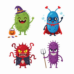 Naklejka premium Playful germ monsters with vibrant colors and humorous expressions for children designs