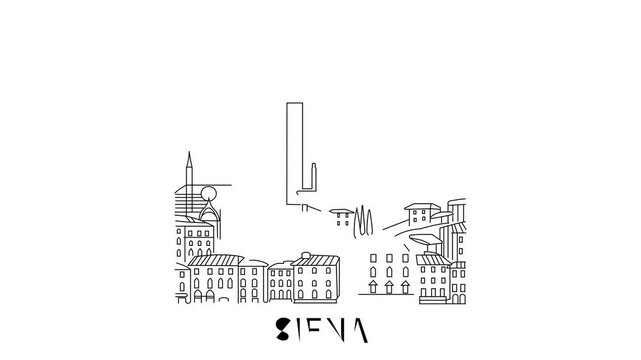 Animation Of Siena City Line Draw Simple Minimalist