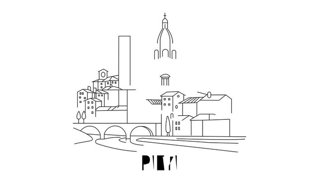 Animation Of Rieti City Line Draw Simple Minimalist