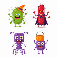 Naklejka premium Whimsical monster collection featuring colorful characters and vibrant modern cartoon backgrounds together 