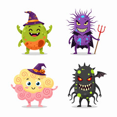Naklejka premium Playful cartoon monster collection with funny faces and adorable little creature expressions 