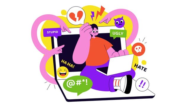 Animation of Cyberbullying Negative Internet Illustration
