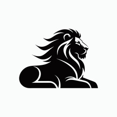 Fototapeta premium Lion head silhouette, black lion icon, majestic lion profile, animal logo