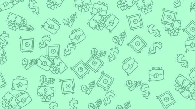 Light green background features moneyrelated icons scattered around. Ideal for financerelated articles, presentations, or social media posts.