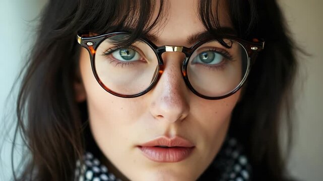 Close up shot beautiful she her business lady chief got promotion work day night first startup get some mistakes moments write down sit big office chair wear specs formal wear checkered pla.