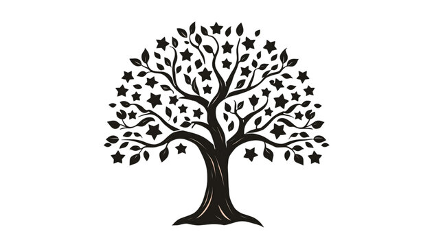 juneteenth family tree vector illustration with star leaves and legacy symbol on transparent background