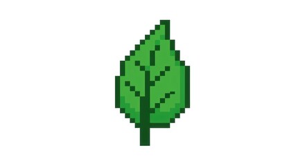 Fototapeta premium Pixel art green leaf icon graphic.