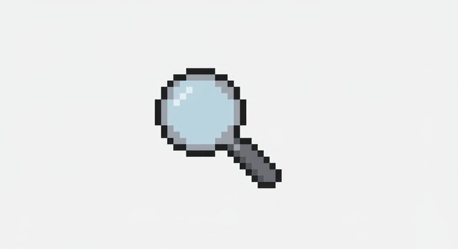 Pixelated magnifying glass icon symbol.