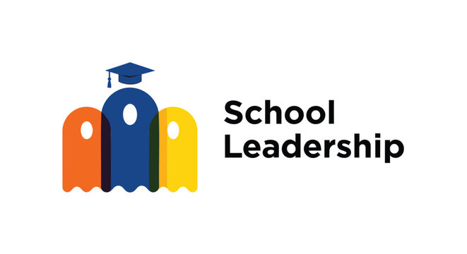 School leadership icons, education vector graphics, academic symbols, graduation cap logo