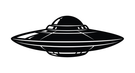 Classic flying saucer design rendered as a striking black silhouette © Mdarif