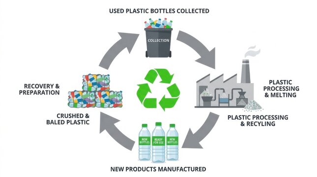 Step by Step Plastic Recycling Life Cycle Diagram