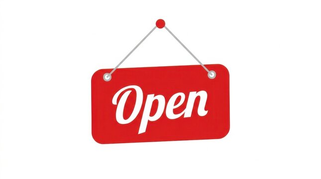 Classic Red and White Open Sign for Business Shop