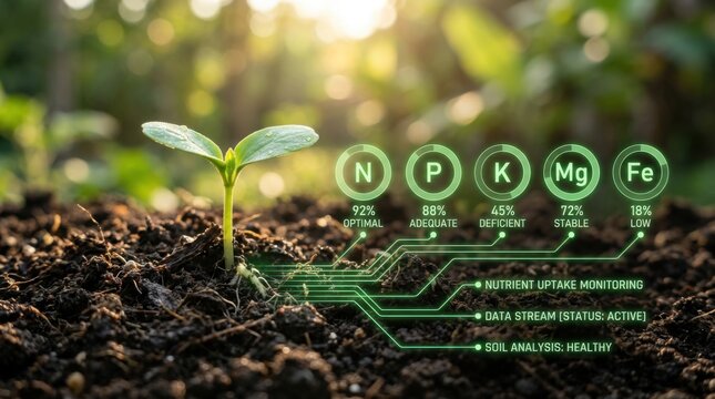 Smart Farming Technology Interface Over Sprouting Plant