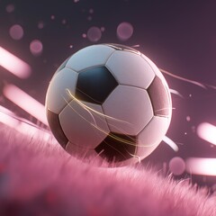 Fototapeta premium Soccer ball in action during a competition at night