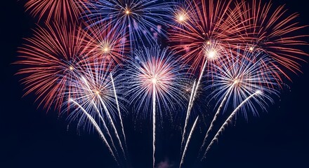 Fototapeta premium Spectacular fireworks display illuminates the night sky with vibrant colors and brilliant explosions