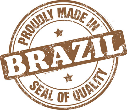 Proudly Made in Brazil Vector Rubber Stamp